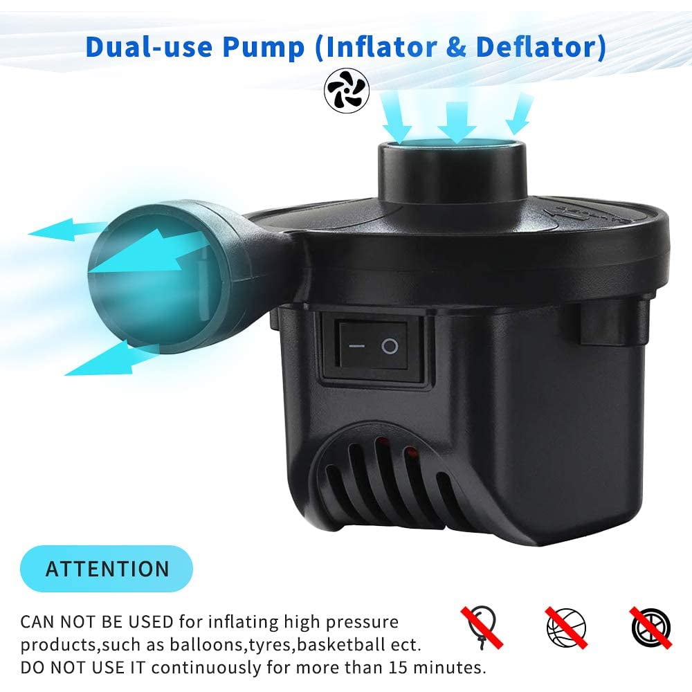 Black Inflatable Sofas &Inflatable Pools etc 110 V Fast Filling Air Pump for Swimming Rings AGPTEK Electric Air Pump Rafts High Power Air Pump Inflator &Deflator Valve with 2 Nozzles Airbeds 