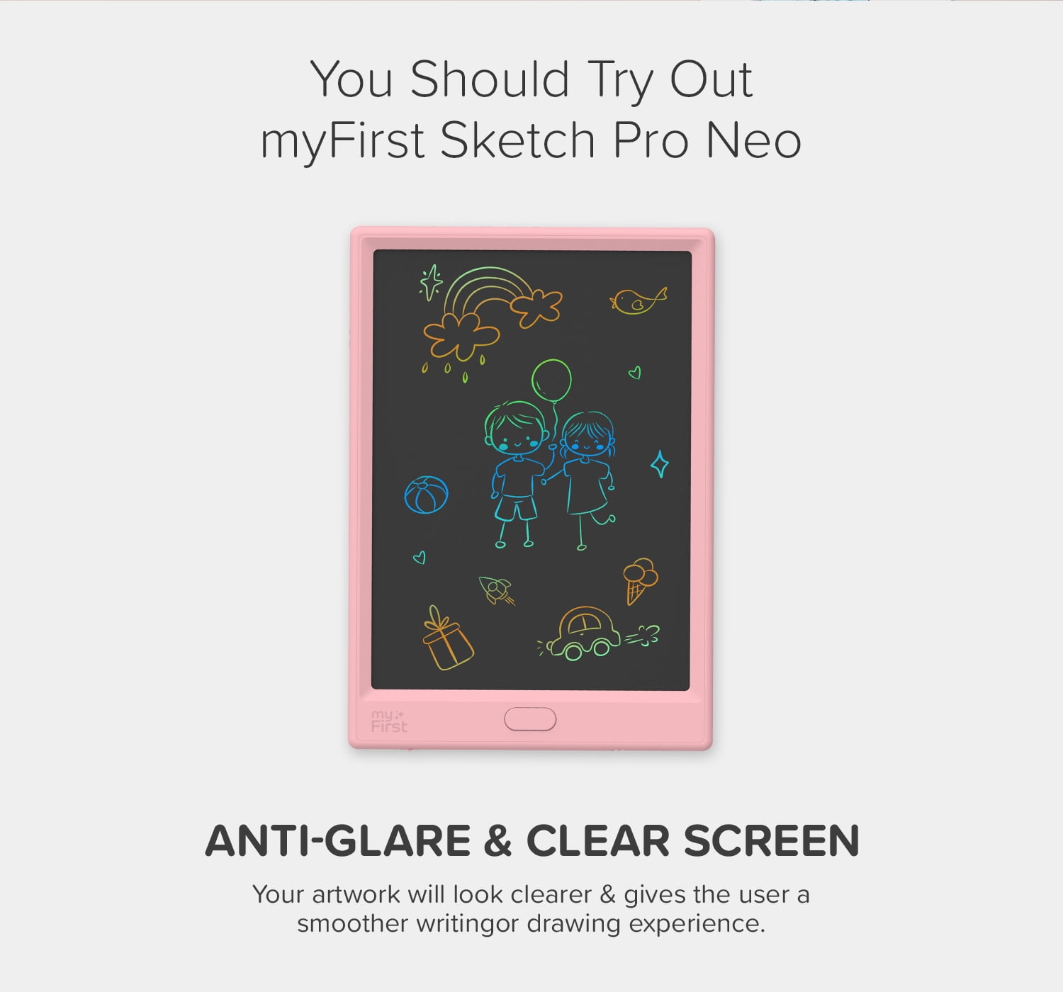 myFirst Sketch Pro Neo - LCD Writing Tablet, Doodle Board, Drawing Pad for Kids (Pink)