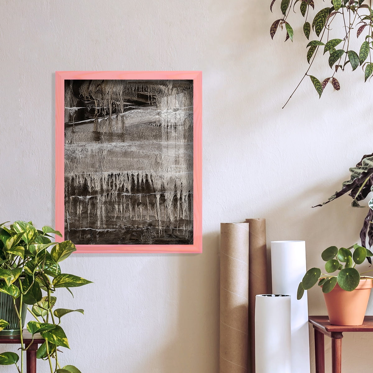 Continuum IV -Framed Print w/glass-Sunset Pink