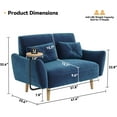 thumbnail image 2 of Brelice Loveseat Sofa, 47" Velvet Couch for Bedroom, Convertible Wooden Tray & Ergonomic Armrest, for Small Space, Apartment, Living Room, Home Office, Easy Assembly, Blue, 2 of 18