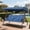 Blue, variant on Mvpipi 3-Seat Patio Swing, Convertible Swing Bed with Canopy, Thick Cushions, Pillows & Cup Holders for Backyard, Garden, Deck(Red)
