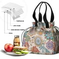 thumbnail image 4 of Boho Bohemia Pioneer Flower Drawstring Lunch Bag Women - Drawstring Lunch Bag Insulated for Work Office - Stain-Resistant Large Lunchbags for Women with Multi-Pockets, 4 of 6