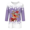 thumbnail image 4 of zaveiop Ugly Christmas Shirt Women Claus Reindeer Print Graphic Pullover Tops Winter Holiday 3/4 Sleeve Crewneck Tees (Z2-Light Purple, M), 4 of 4