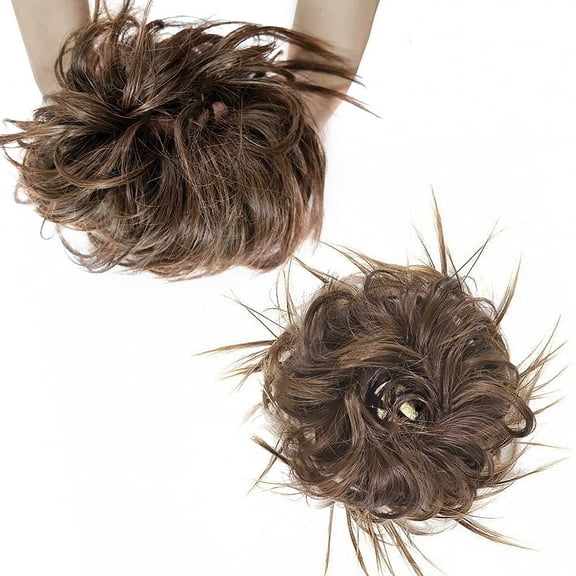 Ealicere Messy Bun - Synthetic Extension Piece Scrunchies with Elastic Rubber Band Scrunchies Extensions Hair Pieces for Women（Middle Ash Sect）