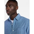 thumbnail image 4 of George Men's and Big Men's Chambray Poplin Button Up Shirt with Short Sleeves, Sizes XS-3XLT, 4 of 5