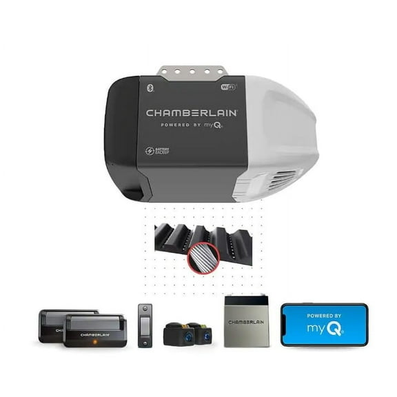Chamberlain B2211T | 1/2 HP Smart Quiet Belt Drive Garage Door Opener | With Battery Backup