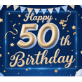 thumbnail image 4 of Colorful Design Happy Birthday Banner Decorative Balloons 50th Celebration Backdrop for Birthday Party Indoor Event Photo Shoot, 4 of 8