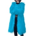thumbnail image 5 of JGGSPWM Women's Fluffy Long Sleeve Faux Furry Coat Lapel Winter Parka Overcoat Outerwear Sky Blue 2XL, 5 of 8