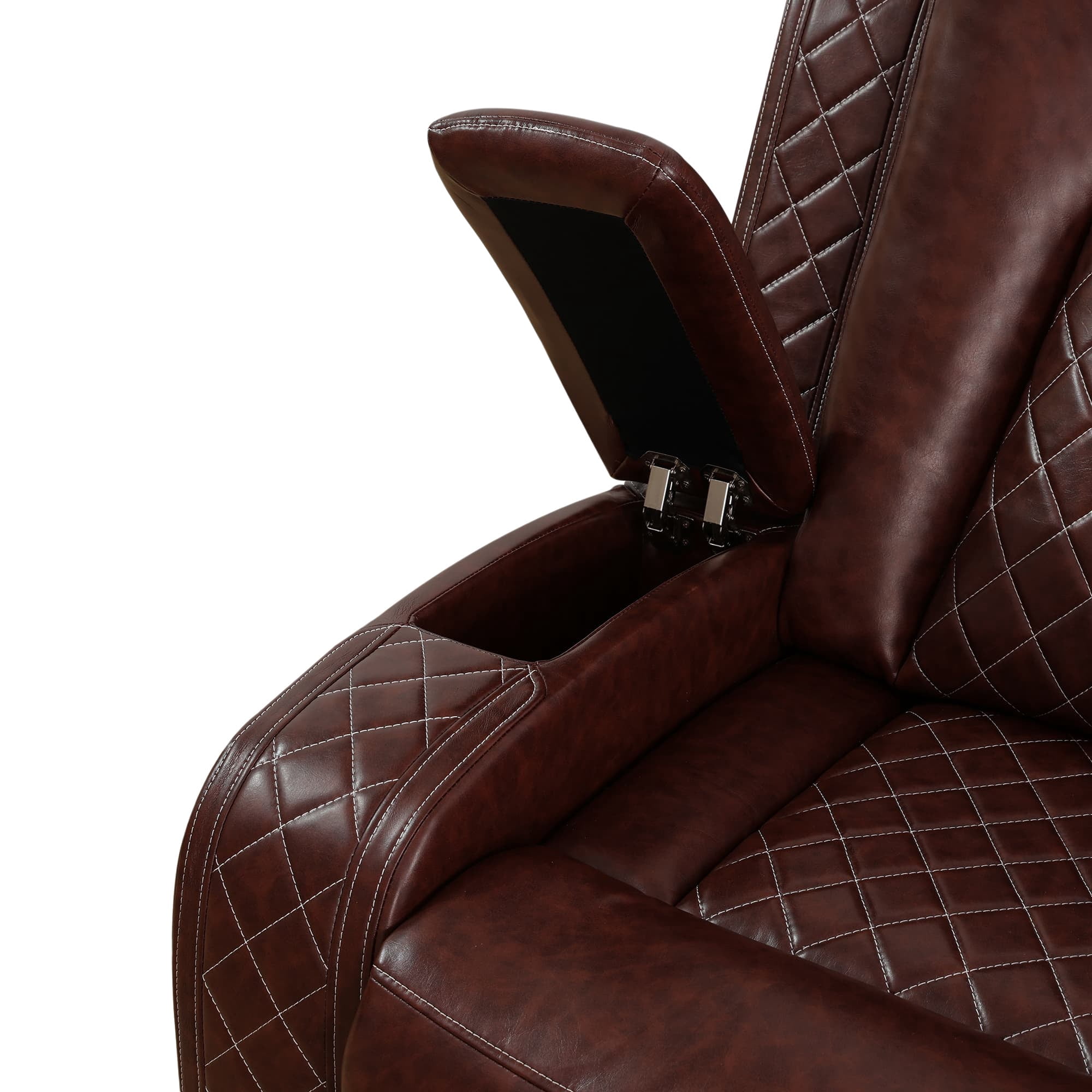 MAYEERTY Power Reclining Loveseat Sofa, Electric 2-Seat Leather Recliner with USB Charging, Storage & Cup Holders for Living Room, Brown