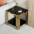 thumbnail image 4 of LoLado 19.7" Stainless Steel Square Glass End Table,Modern Center Table,Side Table with Black Tempered Glass 8mm,for Living Room,Office,Black, 4 of 8