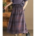 thumbnail image 6 of DailyTrove Women's Fall And Winter Elastic High-Waisted Plaid Midi A-Line Plaid Skirt, 6 of 6