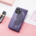 thumbnail image 6 of Feishell Wallet Case for iPhone 14 Pro 6.1 inch,Butterfly & Flower Embossed PU Leather TPU Inner Shell Magnetic Flip Stand Card Slots Shockproof Protective Phone Cover,Purple, 6 of 6