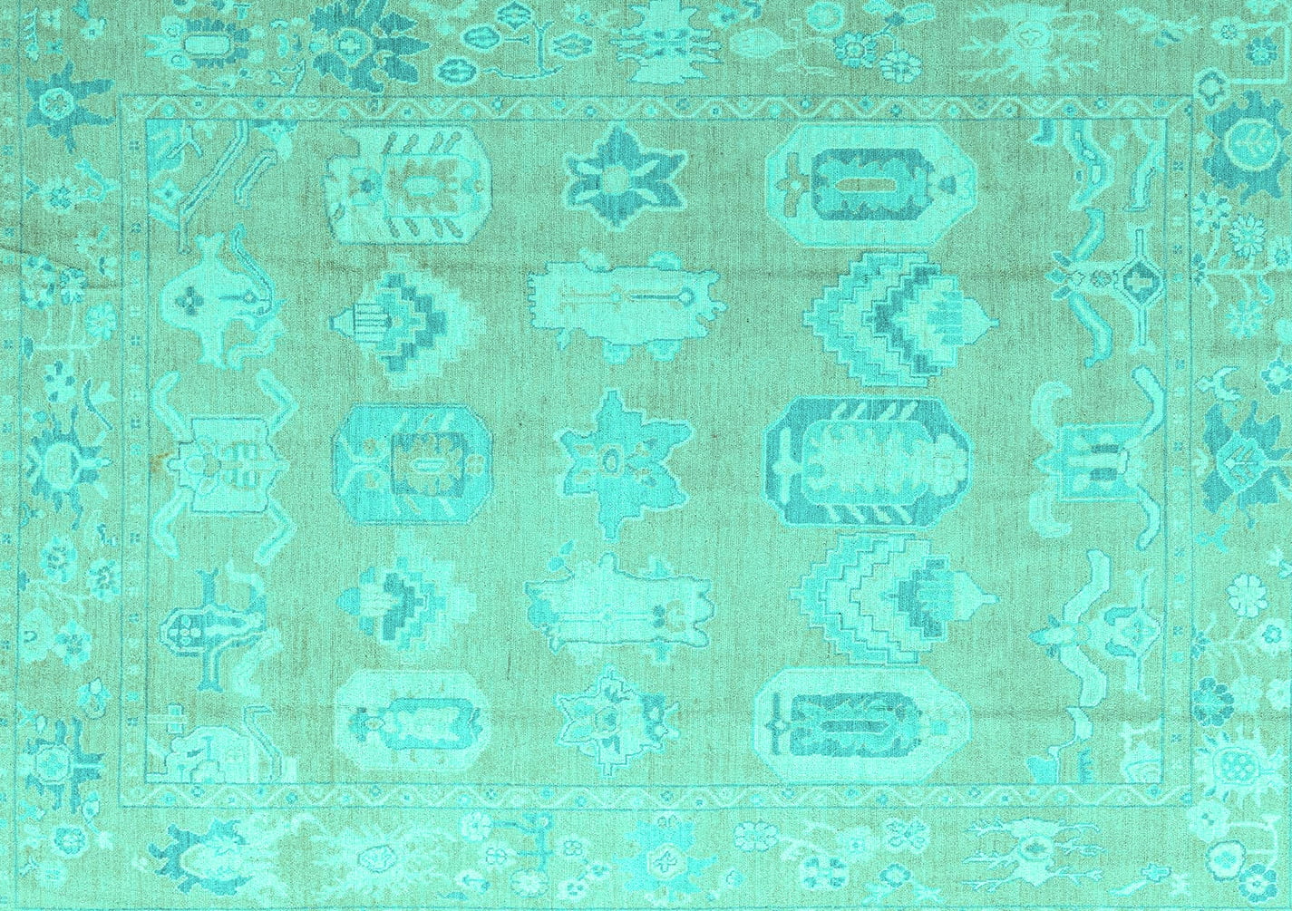 Ahgly Company Machine Washable Indoor Rectangle Abstract Turquoise Blue ...
