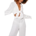 thumbnail image 4 of Txlixc Blusa de botón transparente de manga larga y pantalones de piernas anchas para mujeres Txlixc  moda, 4 of 6