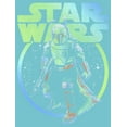 thumbnail image 2 of Girl's Star Wars: The Book of Boba Fett Blue and Green Distressed Retro Logo  Graphic Tee Tahiti Blue Medium, 2 of 4