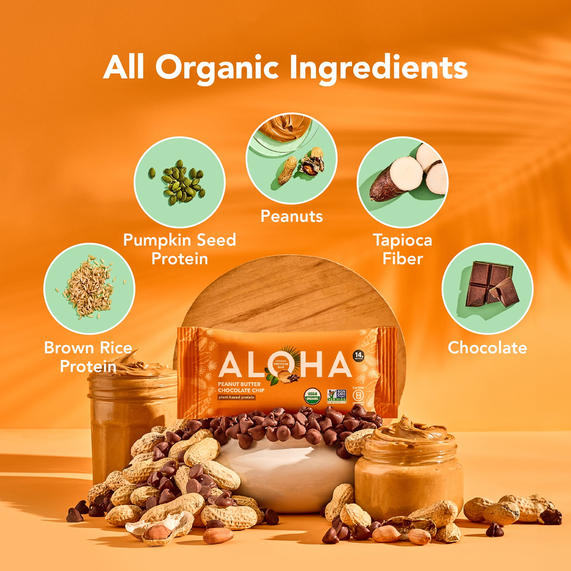 ALOHA, Plant Based Protein Bars, Peanut Butter Chocolate Chip (Pack of 12)