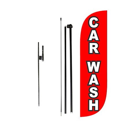 LookOurWay 5-Foot Feather Flag Complete Set With Poles & X-Stand | Outdoor Advertising For Businesses & Events