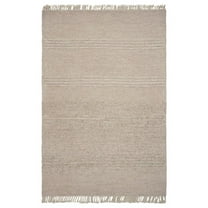 3'X5' Beige Chain Stitch Hand Woven Wool Indoor Area Rug