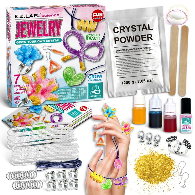 Crystal Grow Jewelry Making Kit for Girls, FunKidz Crystal Growing Kit