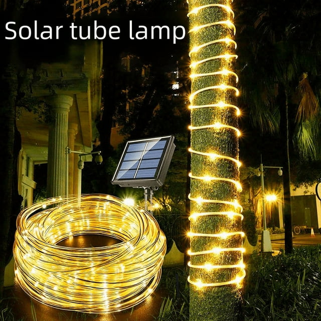 Tube Solaire LED Extérieur Étanche Guirlande Lumineuse Colorée USB Tube en Cuir Lampe Décorative