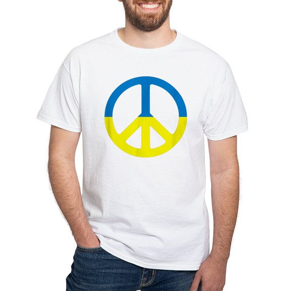 CafePress - Peace In Ukraine. Stand With Ukraine. Supp T Shirt - Men's White Classic Cotton T-Shirts