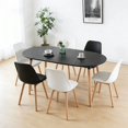 thumbnail image 3 of Extendable Dining Table - Black MDF & Wood Legs - 100/140/180x100x75cm - Modern Kitchen/Dining Room Table for Versatile Use, 3 of 11