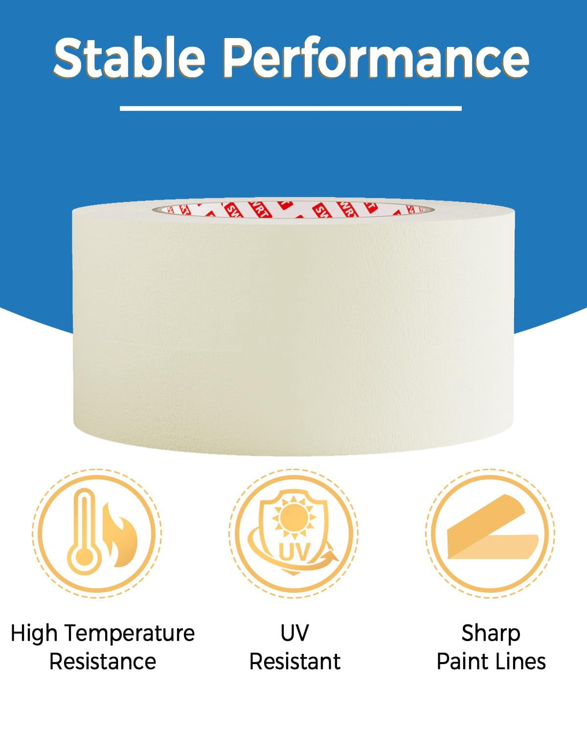 Yardley London Masking Tape Strong Adhesive Easy Tear Clean Removal 4 Roll 2 Inches Wide x 55 Yards per Roll
