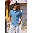 thumbnail image 6 of COOFANDY Mens Wrinkle Free Button Up Shirts Short Sleeve Fitted Casual Dress Shirts Summer Vacation Shirts with Pocket, 6 of 8