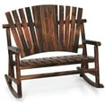 thumbnail image 4 of Spaco Outdoor Adirondack Rocking Chair for Adults, Rocking Chair with High Back and Slatted Seat for Patio, Garden, Backyard, Brown, 4 of 11