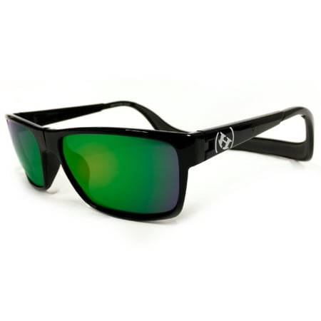 Hoven Monix (Black Gloss-Black Grey Checker/Green Chrome Polarized) Sunglasses