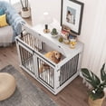 thumbnail image 6 of Ostreici 44" Anti-Bite Furniture Style Dog Crate Sliding Barn Door, Dog Kennel End Table w/ Wheels, 6 of 16
