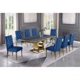thumbnail image 2 of Gray Marble Dining Set with Gold Stainless Steel and Navy Blue Velvet Chairs, 2 of 3