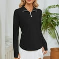thumbnail image 6 of WMTBSRSW Women's Sun Protection Long Sleeve Shirts UPF 50+ UV Half Ziper Shirt with Thumb Holes Lightweight Workout Hiking Running Athletic Tops, 6 of 9