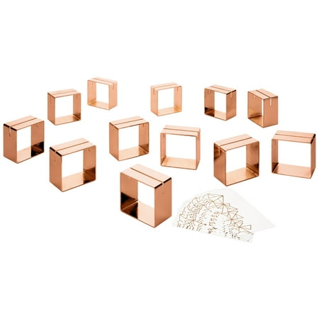 Modern Napkin Rings Koyal Wholesale 12 Piece Rose Gold Metal Modern Napkin Ring Place Card Holder Set, 12 Foil Place Cards Included ()