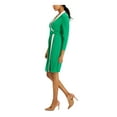 thumbnail image 3 of KASPER DRESS Womens Green Zippered Lined Color Block Long Sleeve Surplice Neckline Above The Knee Faux Wrap Dress S, 3 of 4