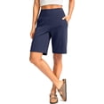 thumbnail image 4 of Women's Bermuda Shorts with Pockets High Waisted Knee Length Casual Athletic Walking Workout Lounge Shorts, 4 of 6