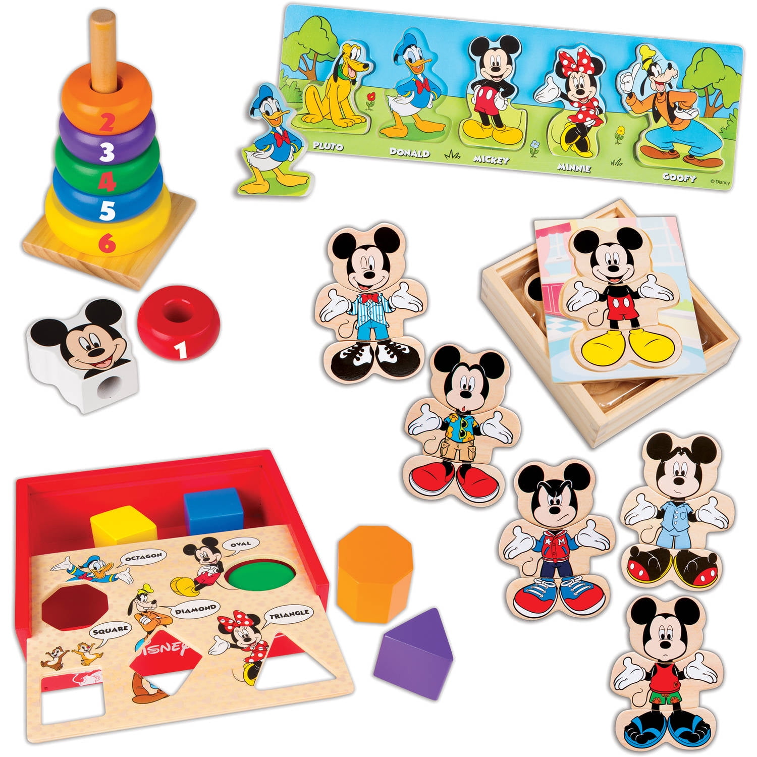 Melissa & Doug Mickey Mouse Deluxe Wooden Classic Toy Set