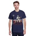 thumbnail image 2 of Men Retro Space Skeleton Astronaut Guitar Graphic T-Shirt, Mars Rover Dog HUK Print Crew Neck Poly Cotton Casual Short Sleeve Tee, 2 of 8