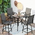 thumbnail image 3 of MAISON ARTS 3/5-Piece Patio Bar Stool Set Wood-look Table & Grey Textilene Sling Fabric Swivel Bar Stools 3-Piece, 3 of 5