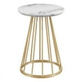 thumbnail image 1 of 16" Modern Wood Side Table with Metal Caged Base - White Marble / Gold, 1 of 6