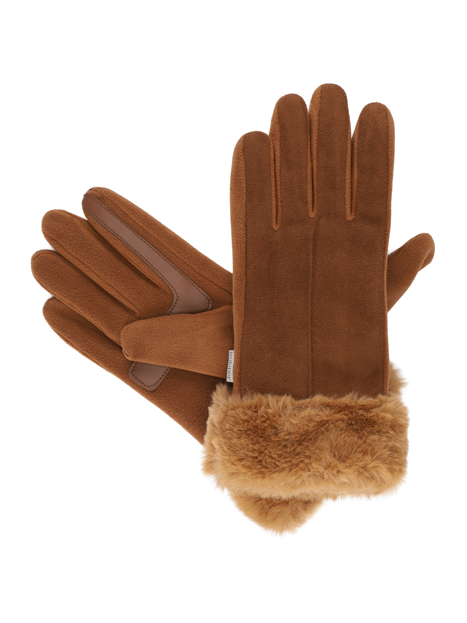 Isotoner Women's Water Reppellent Microsuede Gloves with Faux Fur Cuff