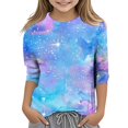 thumbnail image 2 of Taybagh Girls Shirts Size 10-12 Crew Neck 3/4 Sleeves Shirts for Youth Girls Vibrant Ombre Kids Clothes Soft Tees, 2 of 5
