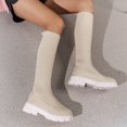 thumbnail image 4 of EKVAHL Women's Knee High Boots, Platform Stretch Knit Pull On Tall Shoes, Round Toe Fall Outdoor Street Walking Boots Beige, 4 of 5