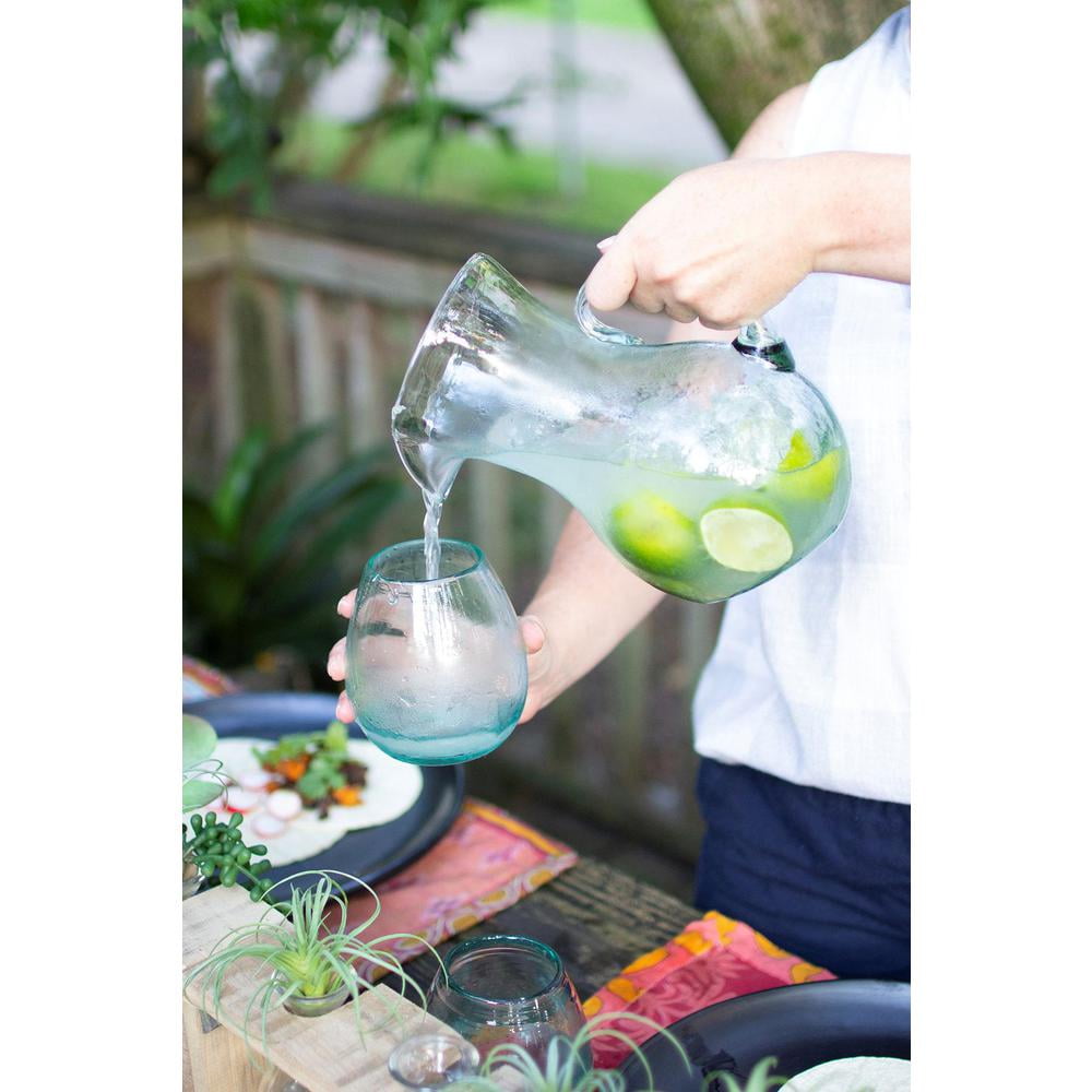 Kalalou Small Glass Tilted Pitcher, One Size, Green
