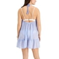 thumbnail image 3 of Juniors' High-Neck Tiered Cover-Up Dress Blue/White XL, 3 of 4