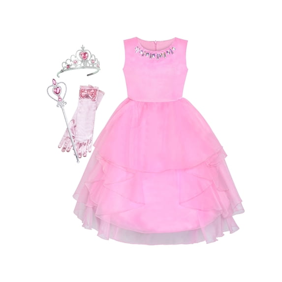 Flower Girls Dress Pink Wedding Pageant Magic Wand Tiara 12 Years