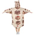 thumbnail image 2 of FORMRS Wearable Blanket Hoodie with Sleeves for Kids Cozy Flannel Sweatshirt, Pink Cakes, 2 of 7