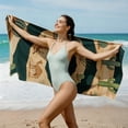 thumbnail image 5 of 1pc Beach Towel Watercolor Monstera Leaves Lightweghit Sand Free Pool Towels Green Tropical Plants Microfiber Soft Absorbant Travel Towels for Swim Camping Gym Bath 29x59in, E, 5 of 6