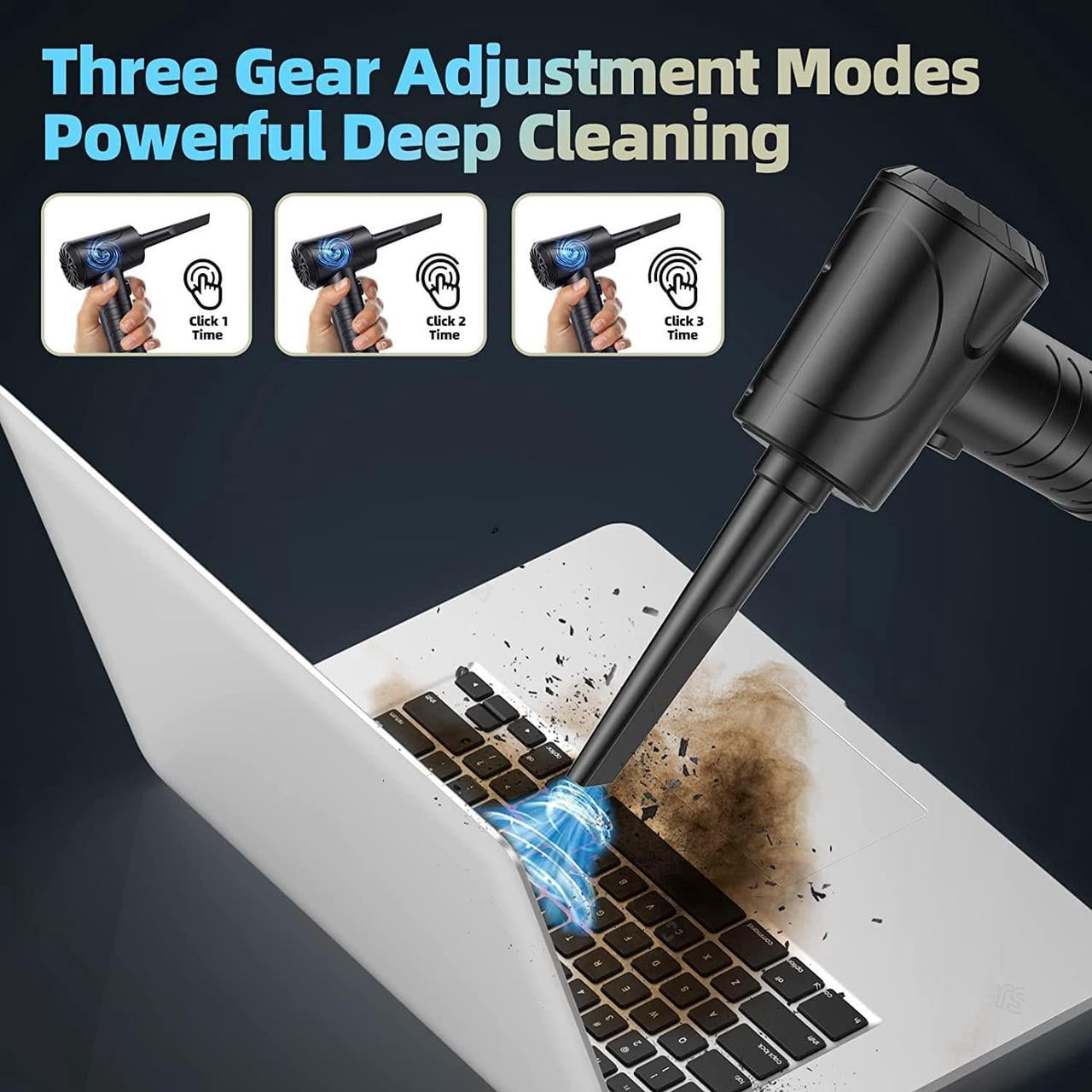 Giizhmy Compressed Air Duster, 100000RPM Electric Air Duster & Vacuum Cleaner 2 in 1 for Compute and Keyboard