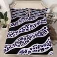 thumbnail image 2 of Homewish Chic Purple Polkadots Twin Sheet Sets, Leopard Cheetah Print Twin Fitted Sheet, Modern Fashion Style Flat Sheet, Ultra Soft Bedroom Decor, 3 Pieces, 2 of 7